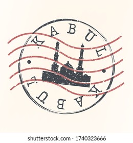 Kabul, Afghanistan Stamp Postal. Building Silhouette Seal. Passport Round Design. Famous Monument Vector Icon Retro Travel Design.