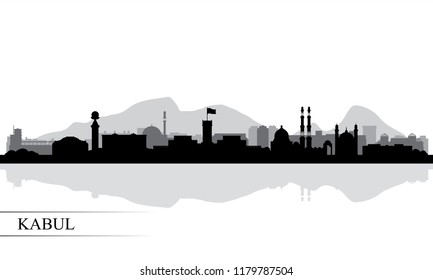 Kabul city skyline silhouette background, vector illustration