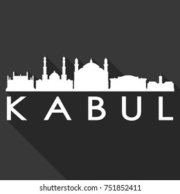 Kabul Flat Icon Skyline Silhouette Design City Vector Art Famous Buildings.