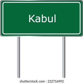 Kabul road sign green vector illustration, road table
