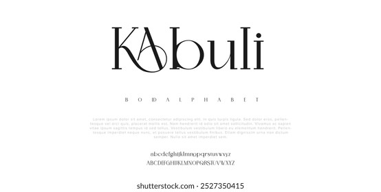 Kabuli Abstract modern urban alphabet fonts. Typography sport, technology, fashion, digital, future creative logo font.