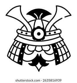 Ícone de capacete Kabuto em estilo doodle 
