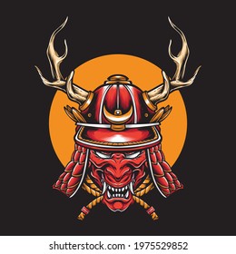 kabuto samurai head armor vector