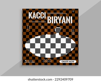 Kacci biryani restaurant social media post template design