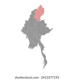Kachin region map, administrative division of Myanmar. Vector illustration.