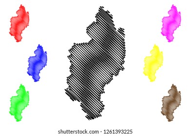Kachin State (Administrative divisions of Myanmar, Republic of the Union of Myanmar, Burma) map vector illustration, scribble sketch Kachin map