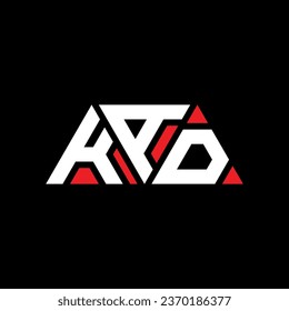 KAD triangle letter logo design with triangle shape. KAD triangle logo design monogram. KAD triangle vector logo template with red color. KAD triangular logo Simple, Elegant, and Luxurious design.