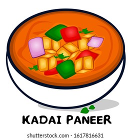 Kadai paneer indian Punjabi food Vector