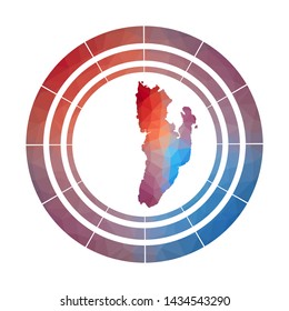 Kadan Kyun badge. Bright gradient logo of island in low poly style. Multicolored Kadan Kyun rounded sign with map in geometric style for your infographics.