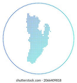 Kadan Kyun digital badge. Dotted style map of Kadan Kyun in a circle. Tech icon of the island with a gradiented dots. Appealing vector illustration.