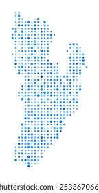 Kadan Kyun Dot Map. Digitale Inselform. Kadan Kyun Vektorbild. Inselförmige blaue kreisförmige Punkte. Elegante Vektorgrafik.