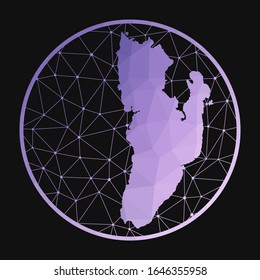 Kadan Kyun icon. Vector polygonal map of the island. Kadan Kyun icon in geometric style. The island map with purple low poly gradient on dark background.