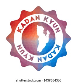 Kadan Kyun low poly logo. Colorful gradient travel logo of the island in geometric style. Multicolored polygonal Kadan Kyun rounded sign with map for your infographics.