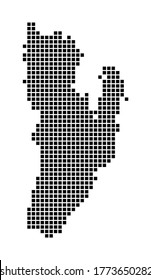 Kadan Kyun map. Map of Kadan Kyun in dotted style. Borders of the island filled with rectangles for your design. Vector illustration.