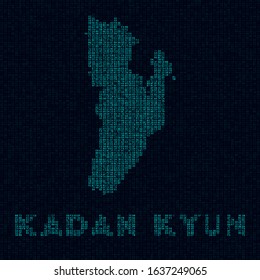 Kadan Kyun tech map. Island symbol in digital style. Cyber map of Kadan Kyun with island name. Appealing vector illustration.