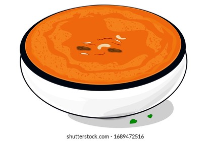 Kaddu Ka Halwa indian Sweet food Vector