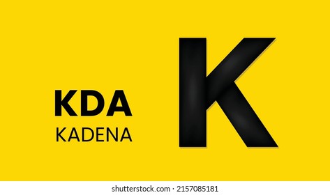 Kadena coin KDA cryptocurrency 3d logo isolated on yellow background with copy space. vector illustration of Kadena coin banner design concept.