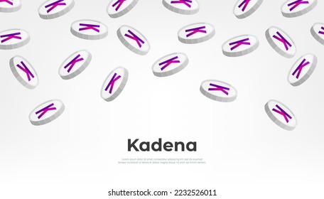 Kadena (KDA) coin falling from the sky. KDA cryptocurrency concept banner background.