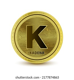 Kadena (KDA) coin gold isolated on white background. Symbol of business modern gold, money. Cryptocurrency blockchain (crypto currency) alternative currency. 3D Vector illustration.  