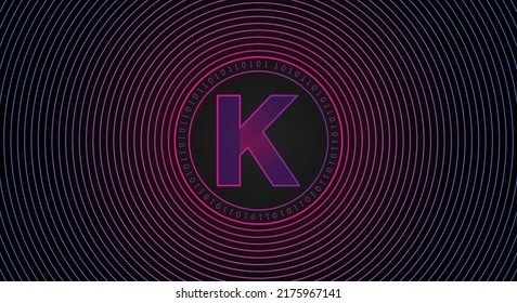 Kadena (KDA) crypto currency coin logo banner. Line art financial technology concept vector illustration background.