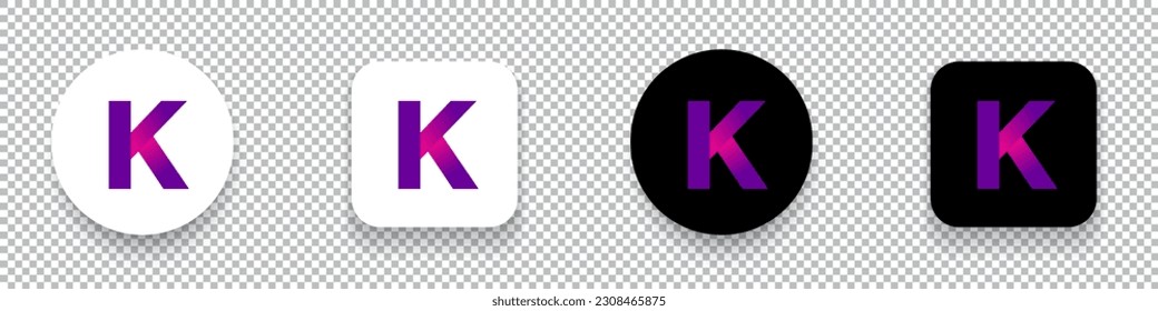 Kadena (KDA) crypto currency logo symbol set isolated on transparent background vector