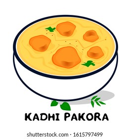 Kadhi pakora indian Punjabi food Vector