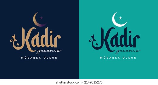 Kadir geceniz mübarek olsun. gilded moon star vector translation: have a blessed night of power