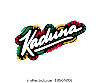 Kaduna Handwritten Word Text Swoosh Vector Illustration Design.