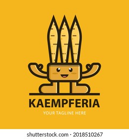 Kaempferia mascot Logo Vorlage Vektorgrafik. Krachai im Stil von Kawaii.