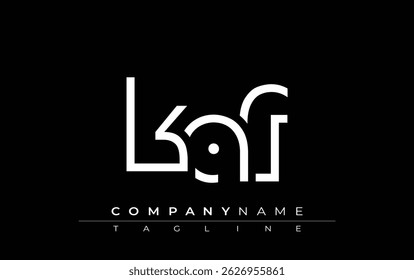 Conception abstraite de lettres KAF. Design moderne de logo d'entreprise avec typographie d'Abstrait et style contemporain