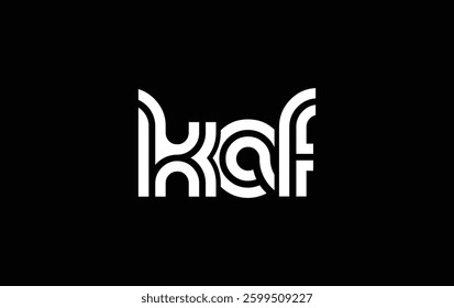 KAF Creative Unique Modern Letter Logo Design. Stylized logo featuring a unique letter design, presenting abstract minimalist aesthetics and modern appeal.