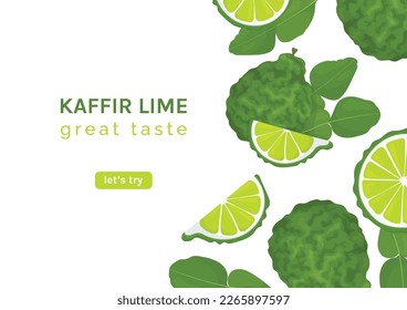 Kaffir lime or bergamot web banner. Horizontal flyer or screen for promotion.