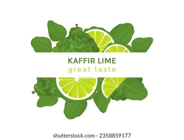 Banner web de Kaffir lime o bergamot. Volante horizontal o pantalla para promoción.