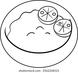 
kaffir lime chili sauce black and white vector line art illustration
