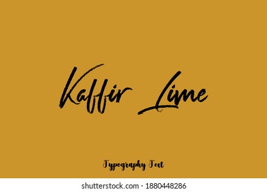 Kaffir-Zitronenschrift, Pinselstrich, Kalligrafie-Text auf gelbem Hintergrund