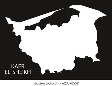 Kafr el-Sheikh Egypt map black inverted silhouette illustration