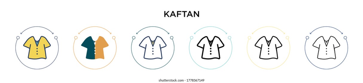 Kaftan icon in filled, thin line, outline and stroke style. Vector illustration of two colored and black kaftan vector icons designs can be used for mobile, ui, web
