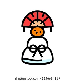 kagami mochi decoration shintoism color icon vector. kagami mochi decoration shintoism sign. isolated symbol illustration