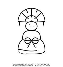 kagami mochi decoration shintoism line icon vector. kagami mochi decoration shintoism sign. isolated contour symbol black illustration