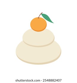 Kagami mochi dessert. Traditional Japanese New year food. Vector illustration