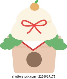Kagami-mochi illustration Cute New Year Japan
