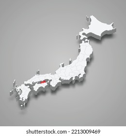 Kagawa prefecture location within Japan 3d isometric map