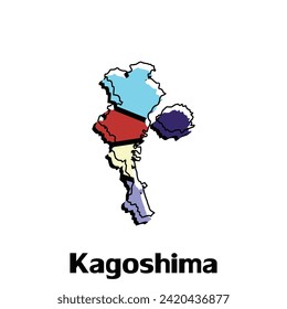 Kagoshima High detailed illustration map, Japan map, World map country vector illustration template