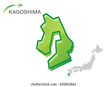 Kagoshima Japan simple map icon. Vector Illustration Background.