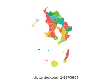 Kagoshima map isolated modern colorful style. for website layouts, background, education, precise, customizable, Travel worldwide, map silhouette backdrop, earth geography, political, reports. 