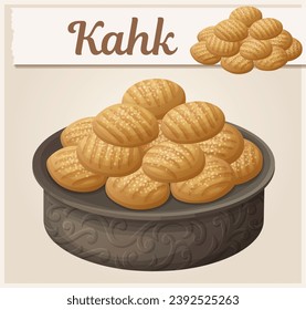 Kahk cookies vector icon, arabic baked dessert design, egyptian traditional sweets for celebration illustration