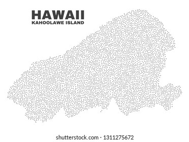 Kahoolawe Island map designed with tiny dots. Vector abstraction in black color is isolated on a white background. Random tiny dots are organized into Kahoolawe Island map.