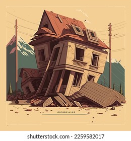 Kahramanmaras earthquake damage flat vector illustration - about Syria earthquake and Turkey earthquake - Shutterstock ID 2259582017