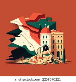 Kahramanmaras earthquake damage flat vector illustration - about Syria earthquake and Turkey earthquake