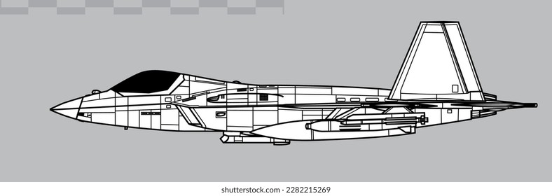 Vektorgrafik von Mehrzweck-Kampfflugzeugen. Seitenansicht. Bild für Illustrationen und Infografiken. 
